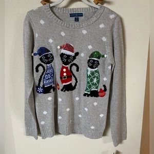 Karen Scott Christmas Cats Sweater size PM